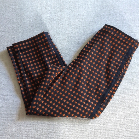 🪞 Alysi  plaid Black/orange Trouser Size 2 made in Italy retail $300 - Picture 2 of 12